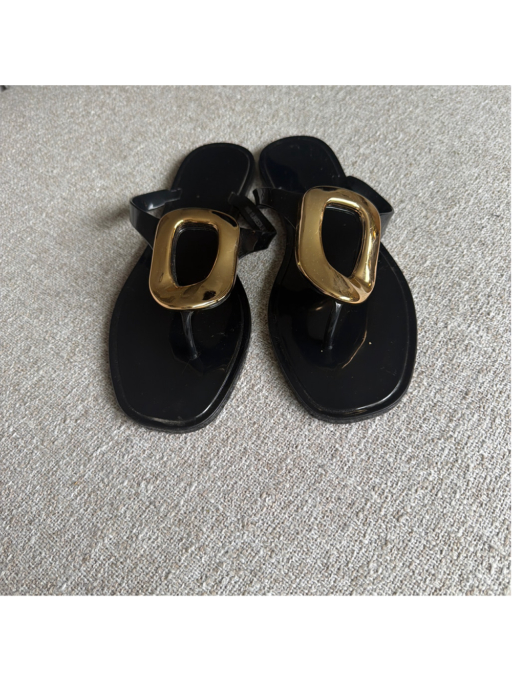 Women's Black and Gold Sandals Size 10